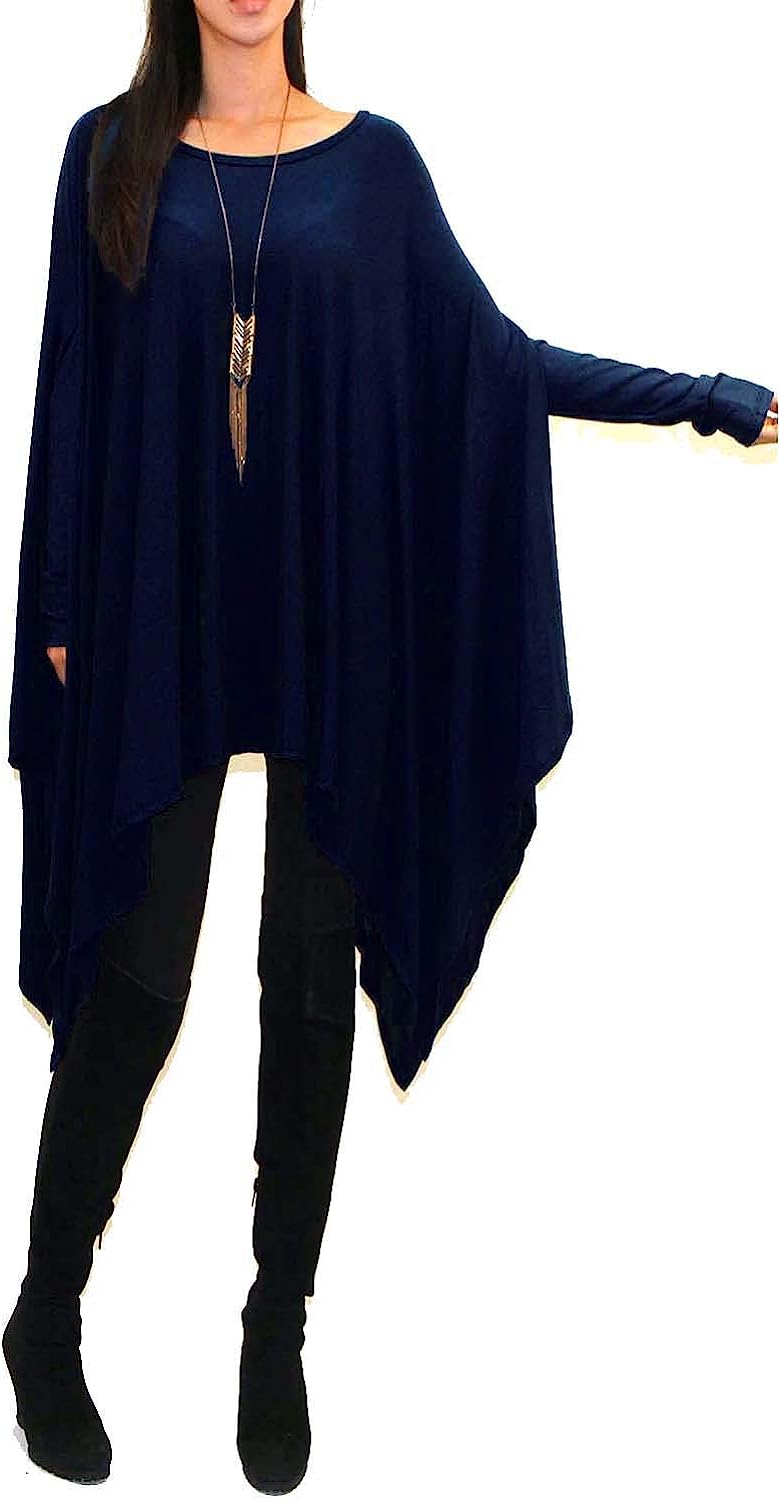 230527224157321_1 Vivicastle Women's USA Loose Bat Wing Dolman Poncho Tunic Dress Top - Image 1